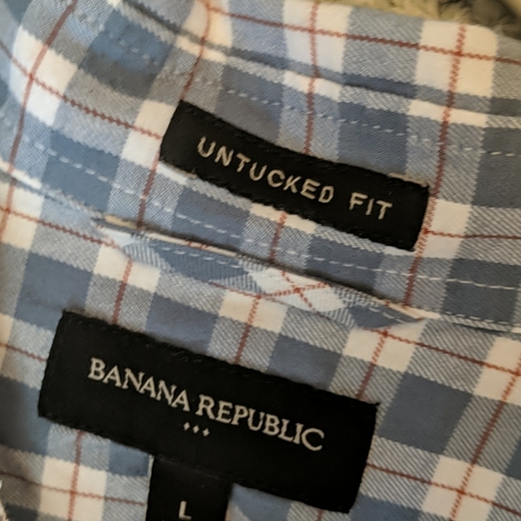 Men's Large Blue plaid banana republic button down - Picture 2 of 2